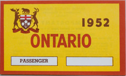 1952 Ontario license licence YOM plates sticker window windshield
