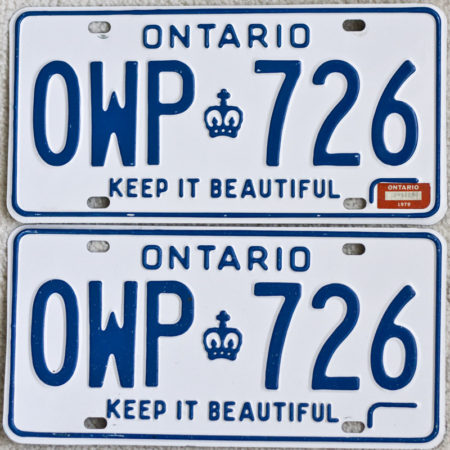 1979 Ontario License Plates for sale