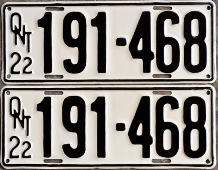1922 Ontario YOM licence plates for sale