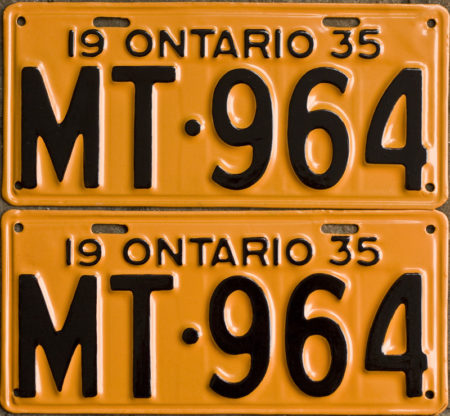 1935 Ontario YOM licence license plates for sale MTO