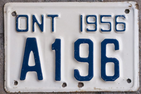 1956 Ontario YOM motorcycle licence license plates for sale MTO
