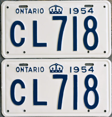 1954 Ontario YOM licence license plates for sale MTO