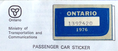 1976 Ontario license licence YOM plates