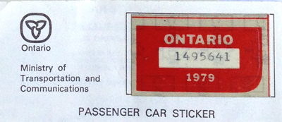1979 Ontario license licence YOM plates