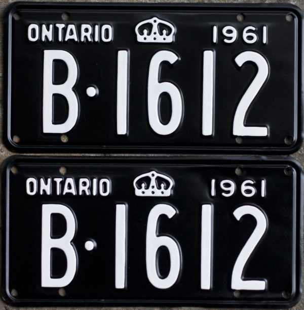 1961 Ontario licence plates for sale
