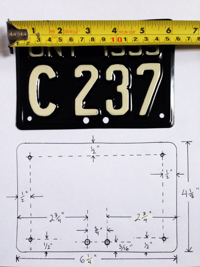 Ontario motorcycle licence plate dimensions pre-1968