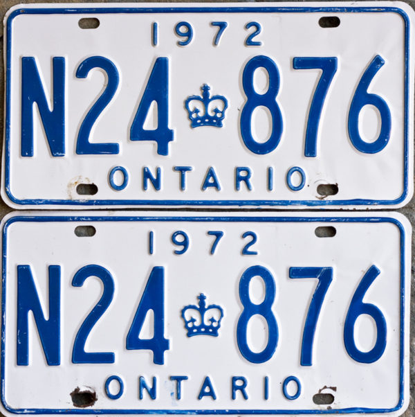 1972 Ontario YOM licence license plates for sale MTO