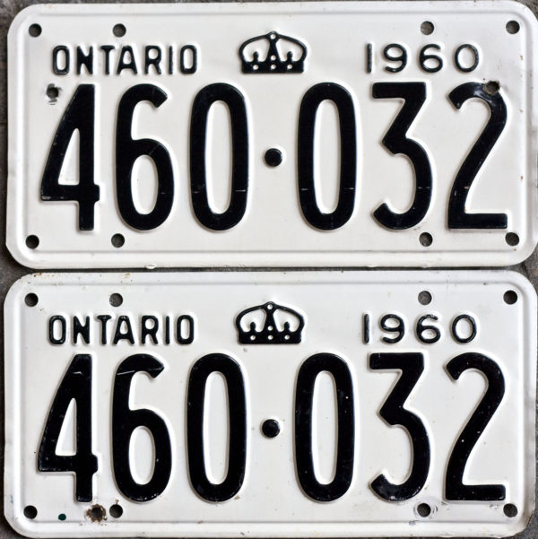 1960 Ontario YOM licence license plates for sale MTO