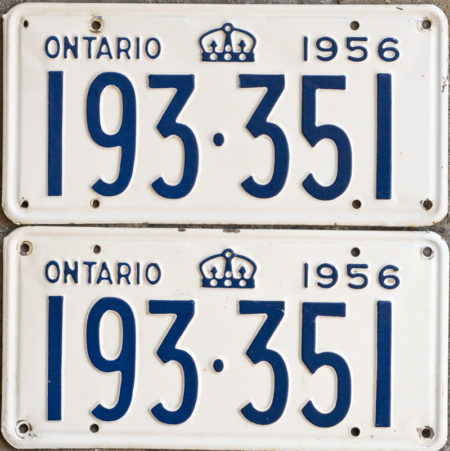 1956 Ontario YOM licence license plates for sale MTO