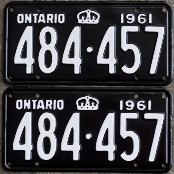 1961 Ontario YOM license plates for sale!