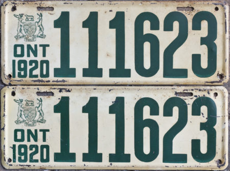 1920 Ontario YOM licence license plates for sale MTO