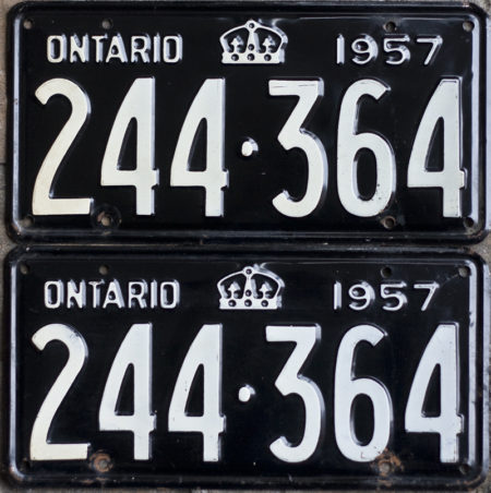 1957 Ontario licence plates for sale