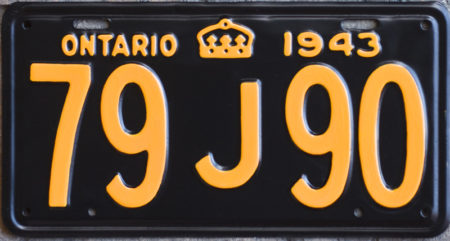 1943 Ontario YOM license plate for sale