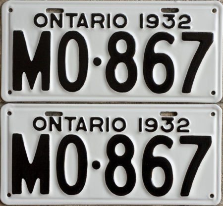 1932 Ontario YOM license plates for sale