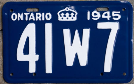 1945 Ontario YOM license plate for sale