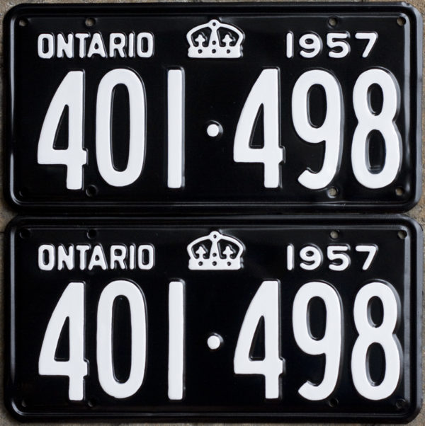 1957 Ontario licence plates for sale