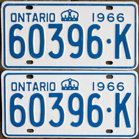1966 Ontario YOM licence license plates for sale MTO