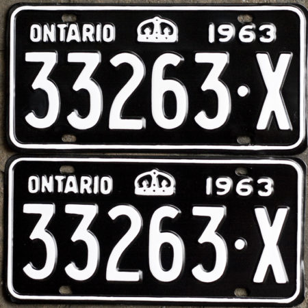 1963 Ontario licence plates for sale