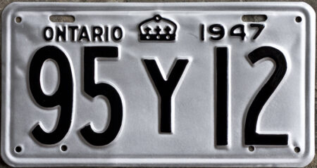 1947 Ontario YOM licence plate for sale