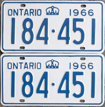 1966 Ontario YOM licence license plates for sale MTO
