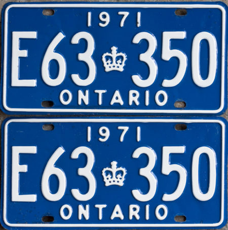 1971 Ontario YOM licence license plates for sale MTO