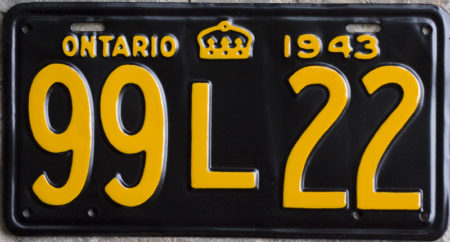 1943 Ontario YOM license plate for sale