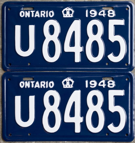1948 Ontario licence plates for sale