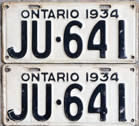 1934 Ontario YOM license plates for sale