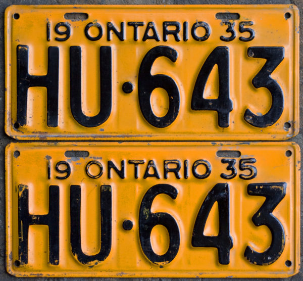 1935 Ontario licence plates for sale