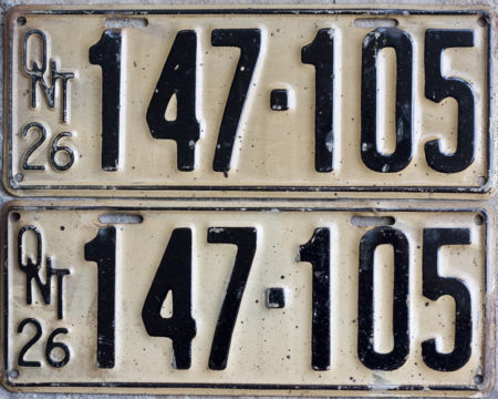 1926 Ontario YOM licence license plates for sale MTO