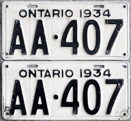1934 Ontario YOM license plates for sale