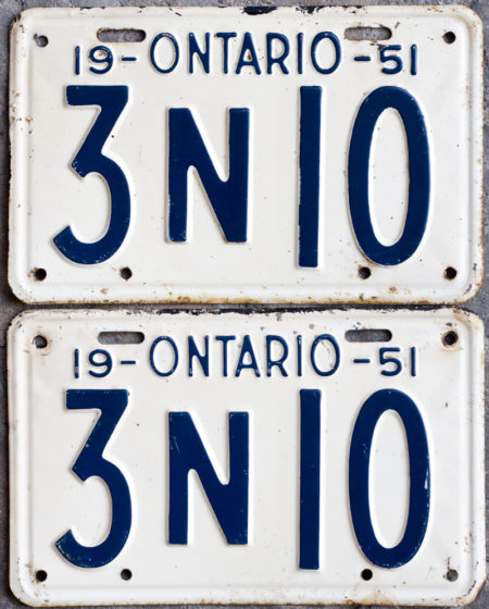 1951 Ontario YOM licence license plates for sale MTO