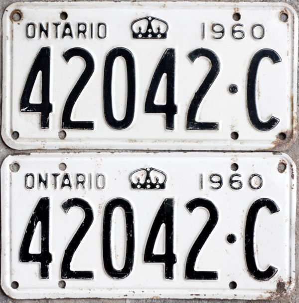 1960 Ontario YOM licence license plates for sale MTO