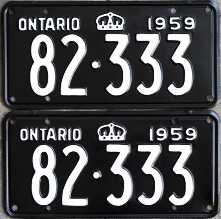 1959 Ontario licence plates for sale