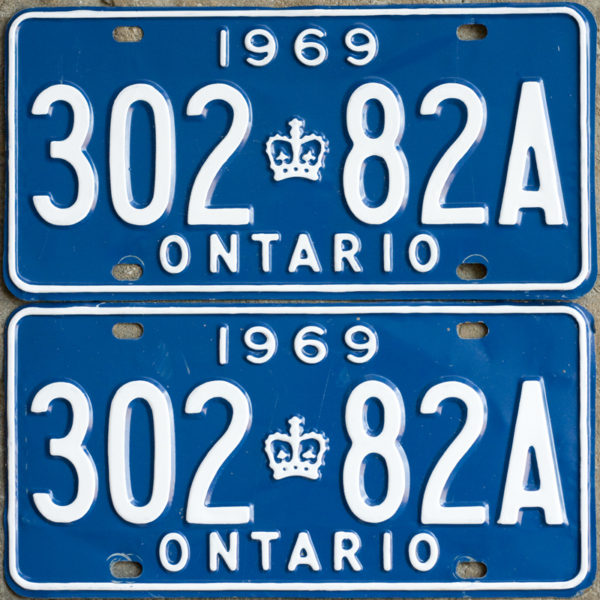 1969 Ontario YOM license plates for sale