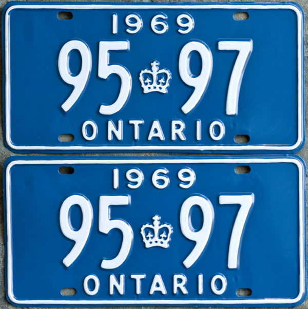 1969 Ontario YOM licence license plates for sale MTO