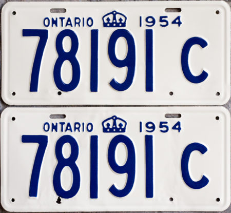 1954 Ontario YOM License Plates For Sale