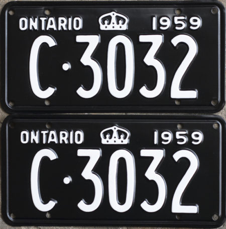 1959 Ontario YOM licence license plates for sale MTO