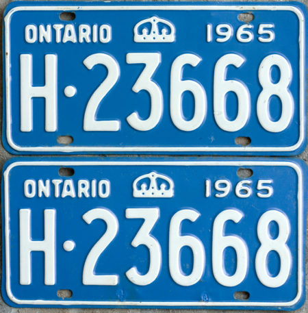 1965 Ontario YOM licence license plates for sale MTO