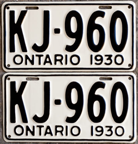 1930 Ontario YOM licence license plates for sale MTO