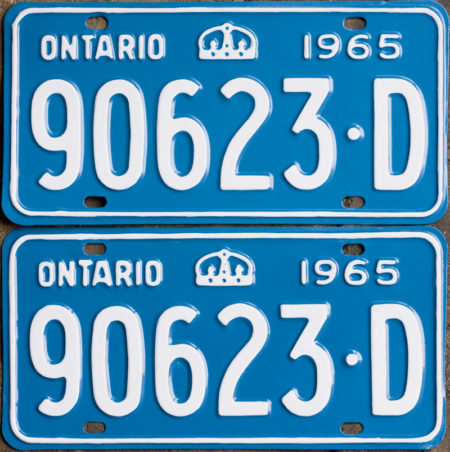 1965 Ontario YOM licence license plates for sale MTO