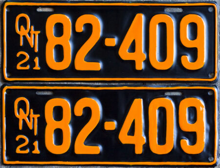 1921 Ontario YOM licence license plates for sale MTO