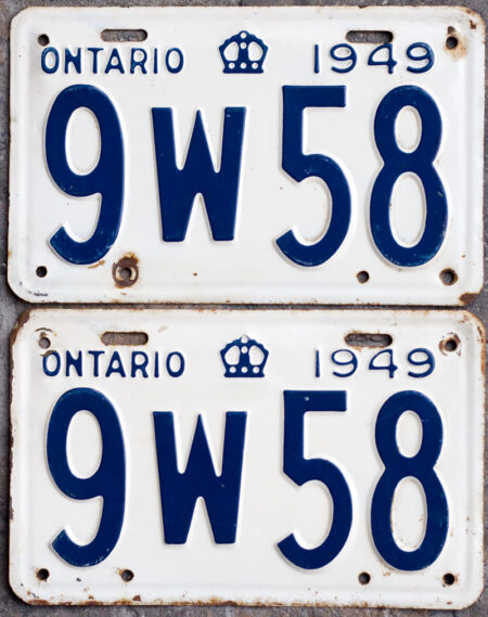 1949 Ontario YOM licence license plates for sale MTO
