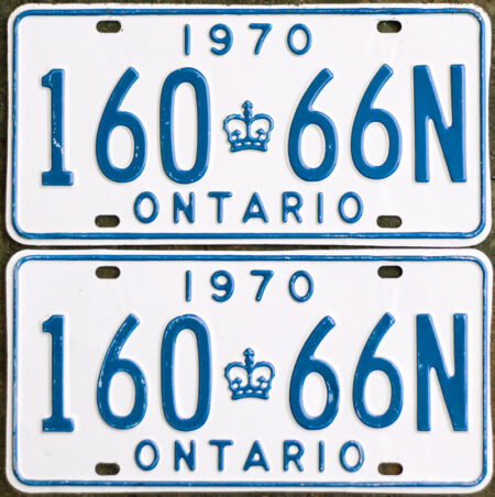 1970 Ontario YOM License Plates For Sale