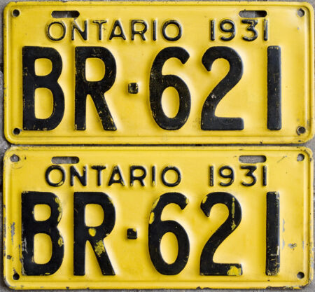 1931 Ontario YOM License Plates for sale