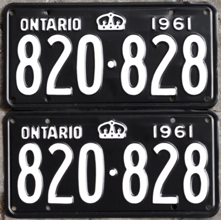 1961 Ontario licence plates for sale