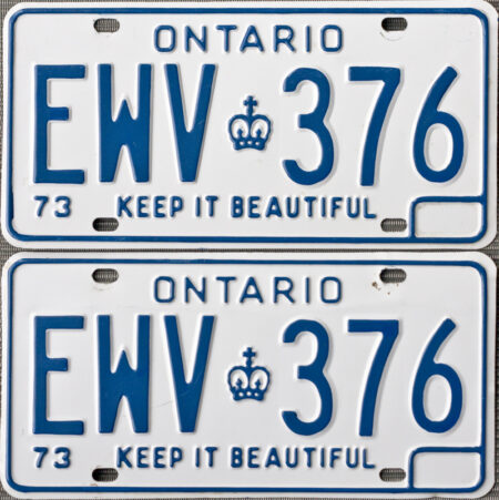 1973 Ontario YOM licence license plates for sale MTO