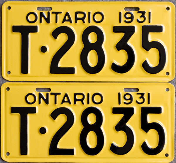 1931 Ontario licence plates for sale