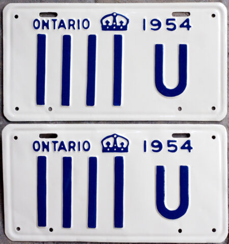 1954 Ontario YOM License Plates For Sale