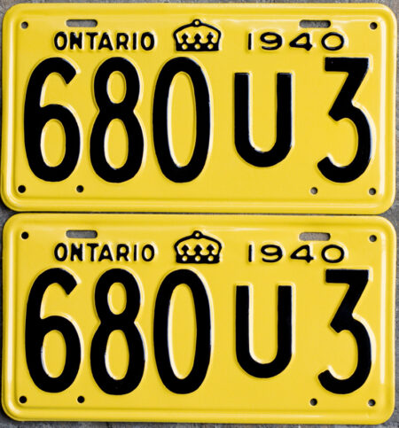 1940 Ontario YOM license plates for sale